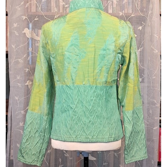 KYE S Women's Designer Fitted Zip-Front Golf Jacket Athleisure Lemon Lime Border - Picture 5 of 9